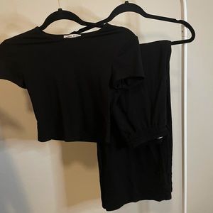 Reformation lounge set wide leg pants and crop top